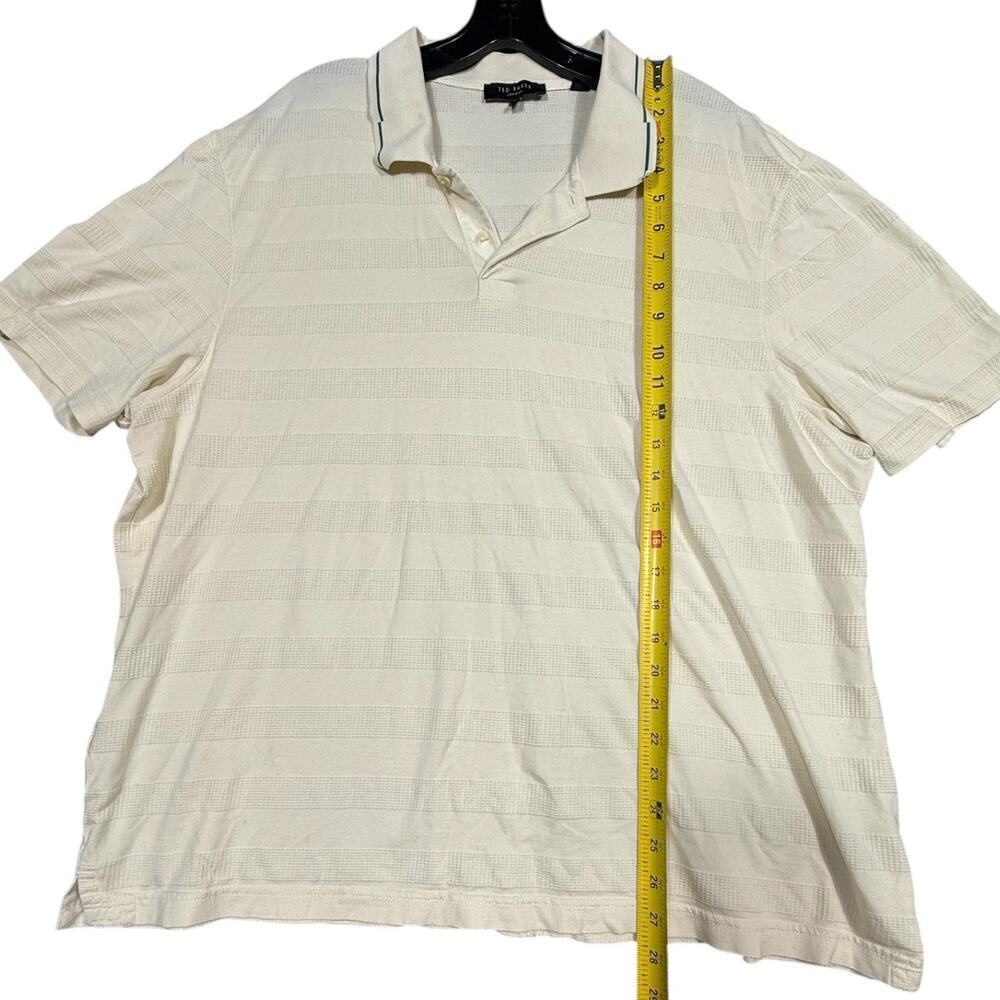 Ted Baker London Men’s Polo Shirt Size 7 (XL) White Textured Stripe Cotton Blend - Picture 2 of 8